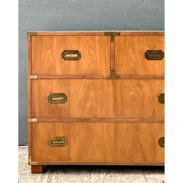 Vintage Baker Wood and Metal Campaign Chest For Sale - Image 10 of 13
