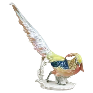 Golden Pheasant Porcelain Figurine by F. Karl Ens, Germany, 1920s
