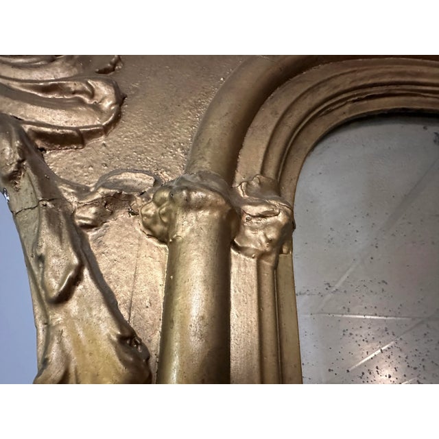 Antique Baroque Gilt Monumental Pier Mirror For Sale - Image 9 of 11