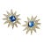 Syna Sunburst Earrings with Blue Sapphire and Diamonds, a Pair For Sale