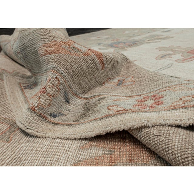 Textile Oushak Rug Sand & Brown Handwoven Wool Rug 10'2" X 13'11" For Sale - Image 7 of 8