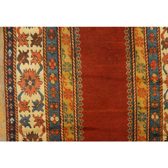 Textile 1850s Red Solid Open Field Tribal Antique Caucasian Kazak Carpet 4' X 8'8" Knotted Wool Rug For Sale - Image 7 of 13