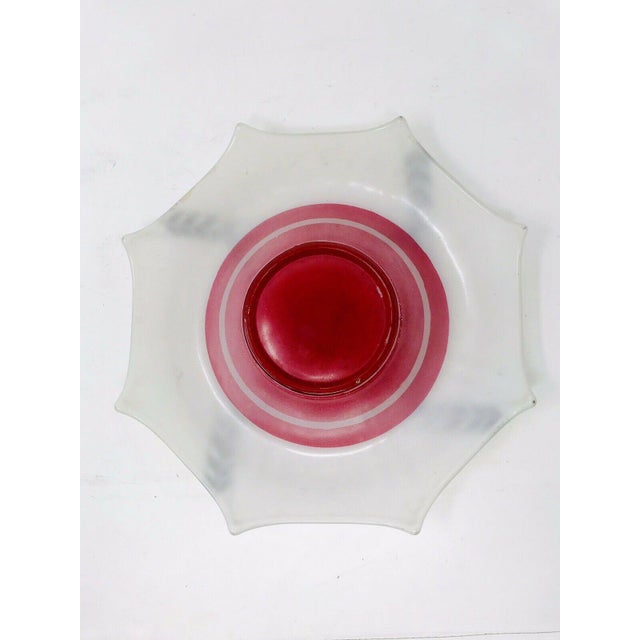 1920s Art Deco Red White Silver Glass Bowl For Sale - Image 4 of 12