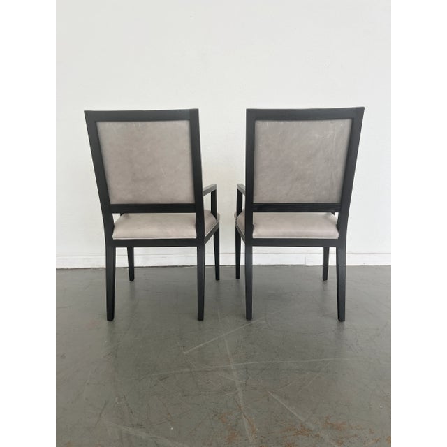 Restoration Hardware Restoration Hardware French Contemporary Leather Armchairs - Set of 2 For Sale - Image 4 of 9