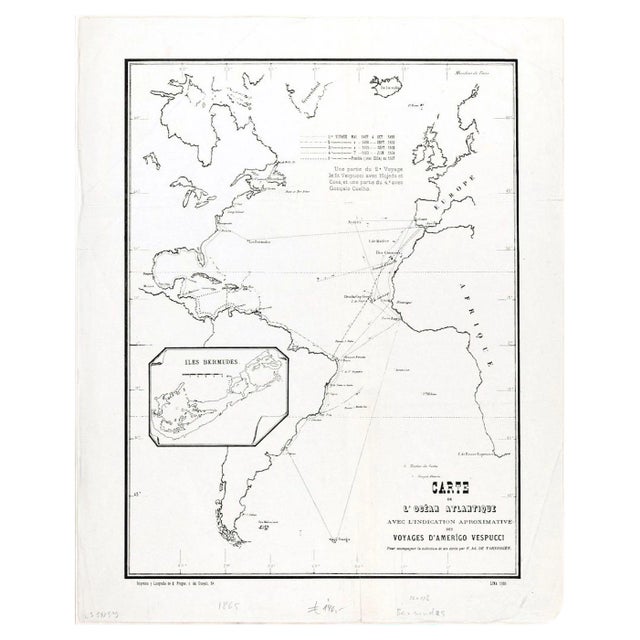 Carte de l'Ocean Atlantique - by F. A. de Varnhagen - 1865 1865 For Sale