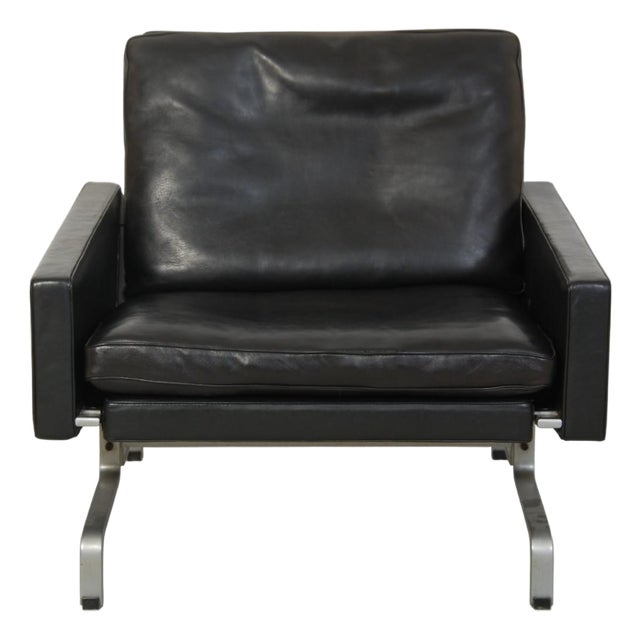 Vintage PK31 Chair in Black Leather by Poul Kjærholm, 1970s For Sale