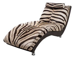 Italian Chaise Longue in Cowhide with Zebra Pattern, 1980s