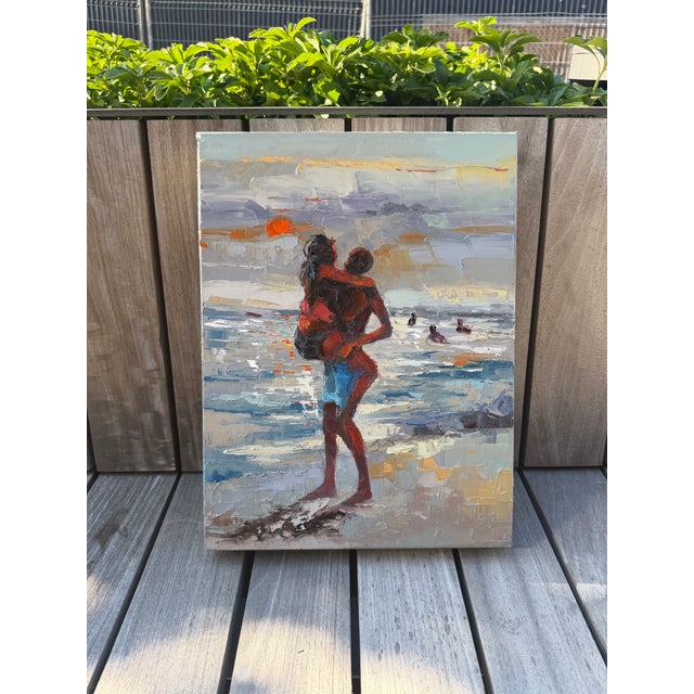Stolen Moment, Oil Painting With Palette Knife, by Godfrey Afebuame (2026) Oil on Canvas For Sale - Image 4 of 6