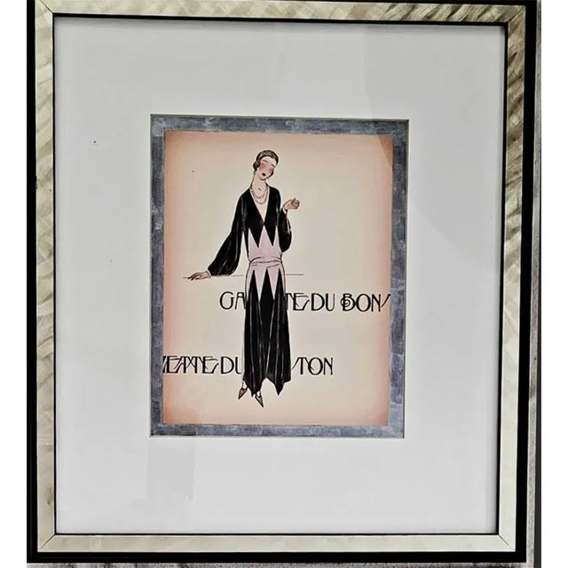 1970s Set of 6 1920's French Fashion Framed Pictures Mop Frames - Gallery Wall For Sale - Image 5 of 9