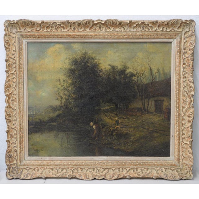 19th C Albert Lenfant French Country Landscape Oil Painting C