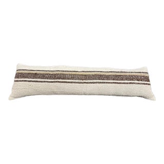 Turkish Hemp Pillow Cushion Natural Beige Brown Cushion Cover 12"x46" For Sale