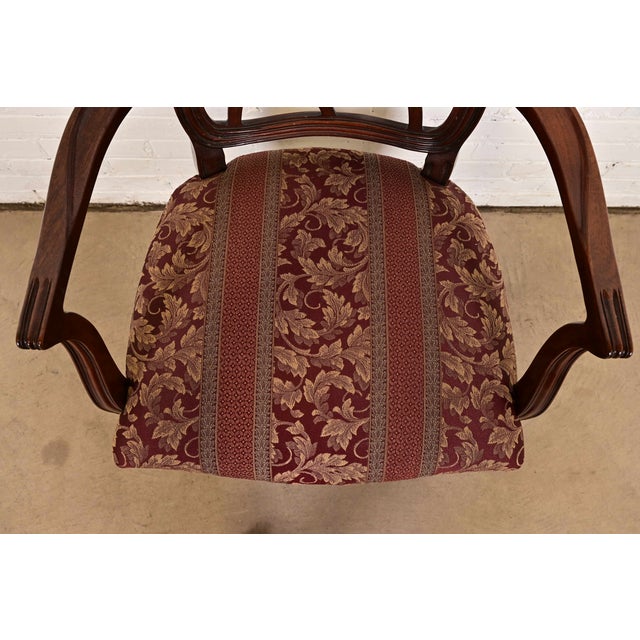 Wood Kindel Furniture Federal Carved Mahogany Arm Chairs, Pair For Sale - Image 7 of 11