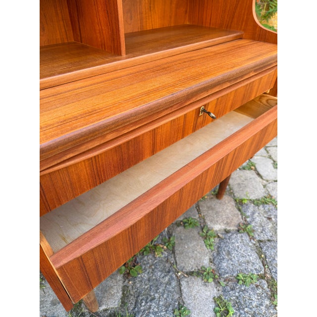 Teak Secretary Desk with Mirror and Lock, Denmark For Sale - Image 10 of 11