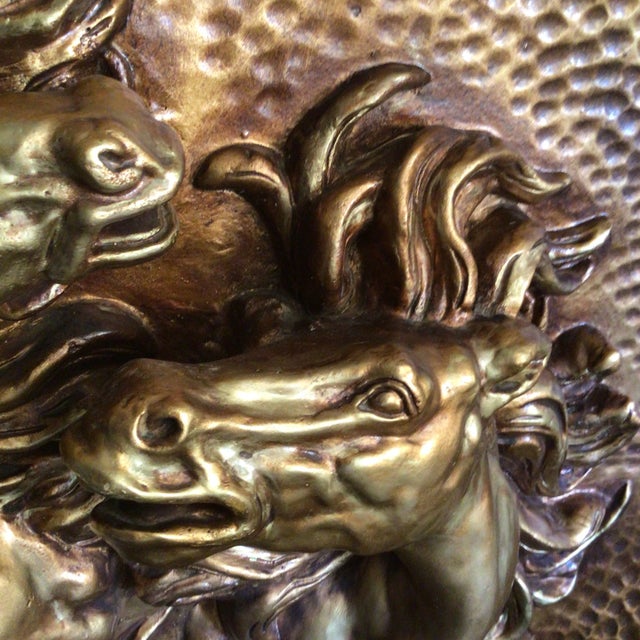 Plastic Wild Spanish Horses Wall Medallion Gold Over Plaster For Sale - Image 7 of 13