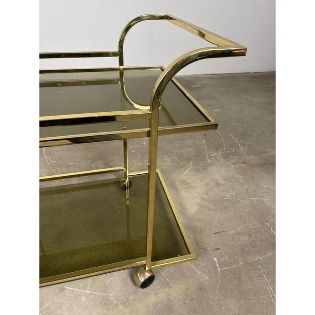 Vintage Serving Trolley in Brass, 1970s For Sale - Image 6 of 10