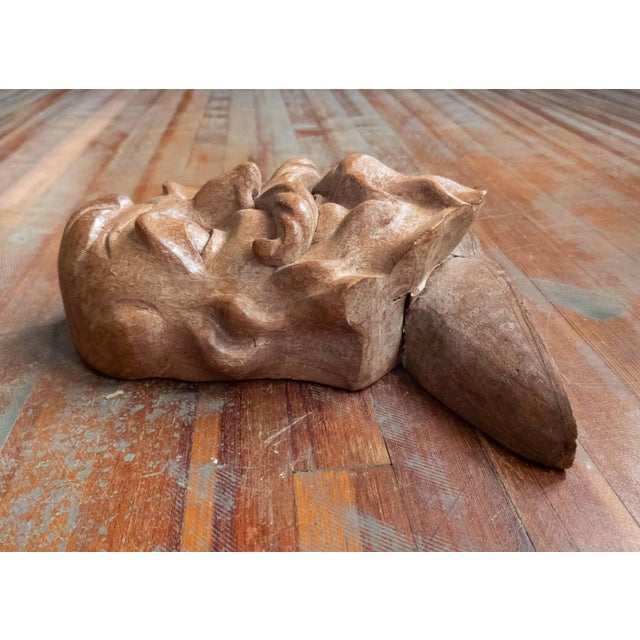 19th Century 19th Century or Earlier Folk Art Carved Bearded Figure Head in Oak, North Wind Sea God For Sale - Image 5 of 16