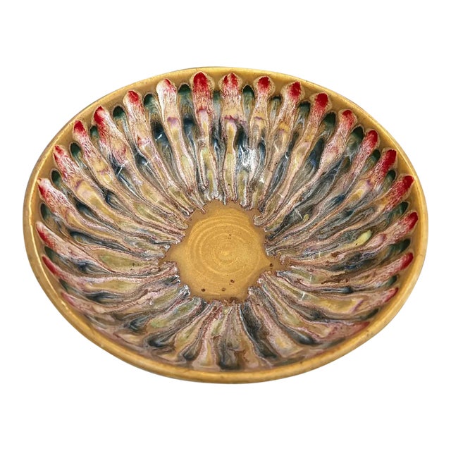 1970s Peacock Ceramic Mid Century Bowl For Sale