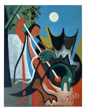 Xavier Albert Fiala, Saint Michel terrassant le Dragon, Oil on Wood