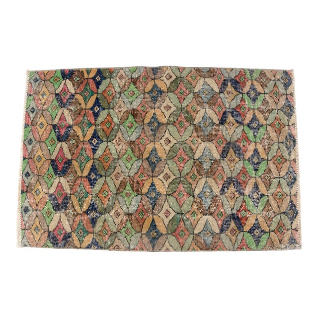Geometric Antique Vintage Carpet For Sale