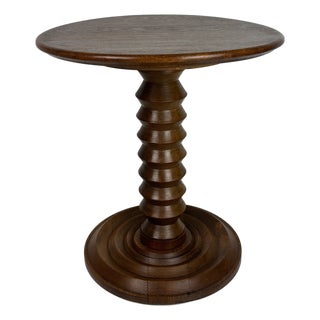 Mid-Century Brutalist French Wood Turned Winepress Side Table in the Style of Charles Dudouyt, 1950s For Sale