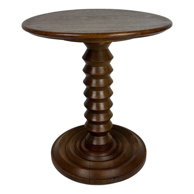Mid-Century Brutalist French Wood Turned Winepress Side Table in the Style of Charles Dudouyt, 1950s For Sale