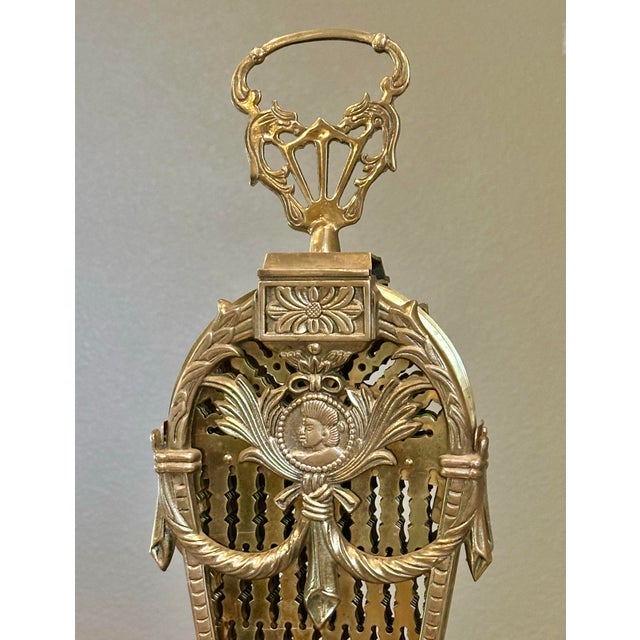 Brass Vintage Brass Fireplace Screen Cameo Folding Peacock Screen For Sale - Image 8 of 11