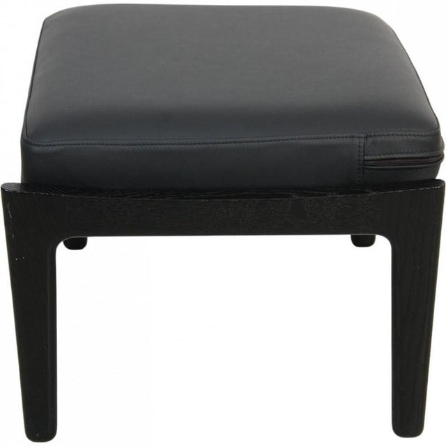 Black GE-290 Ottoman in Black Leather by Hans J. Wegner, 1980s For Sale - Image 6 of 12