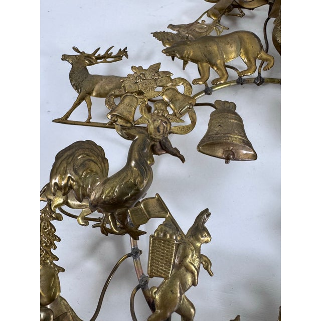Folk Art Vintage Dresden Style Brass All Holiday Animal Wreath For Sale - Image 3 of 8