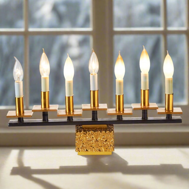 1970s Brutalist Electric Menorah Candelabra 7 Lights For Sale In Fayetteville, AR - Image 6 of 8