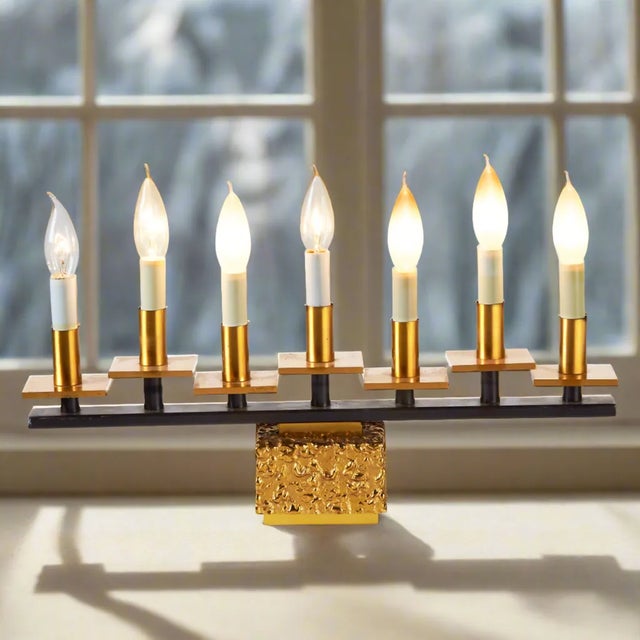 Brutalist 7 Light Menorah Candelabra For Sale In Fayetteville, AR - Image 6 of 8