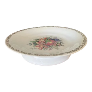 Painted Antique French Limoges Porcelain Pedestal Cake Stand, Circa 1900
