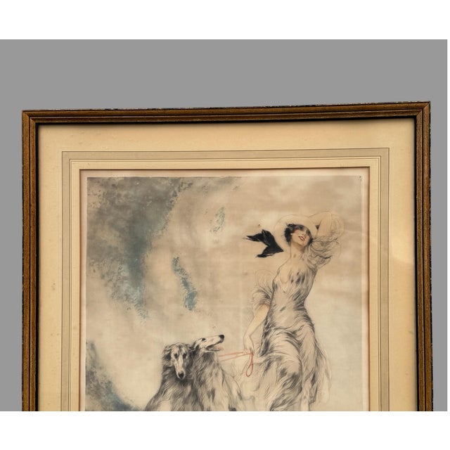 Vintage Signed Louis Icart Art Nouveau Deco Large Framed Litho Print Joy of Life In very good original condition showing...