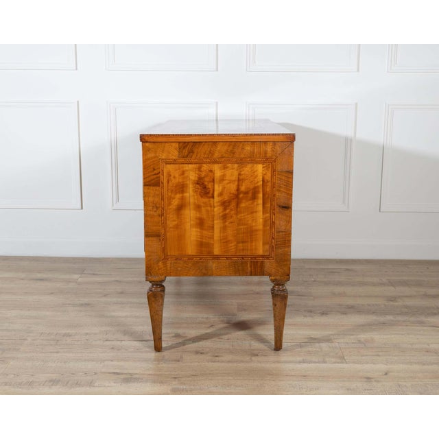 19th Century Neoclassical Inlaid Walnut and Cherry Italian Commode For Sale - Image 10 of 10