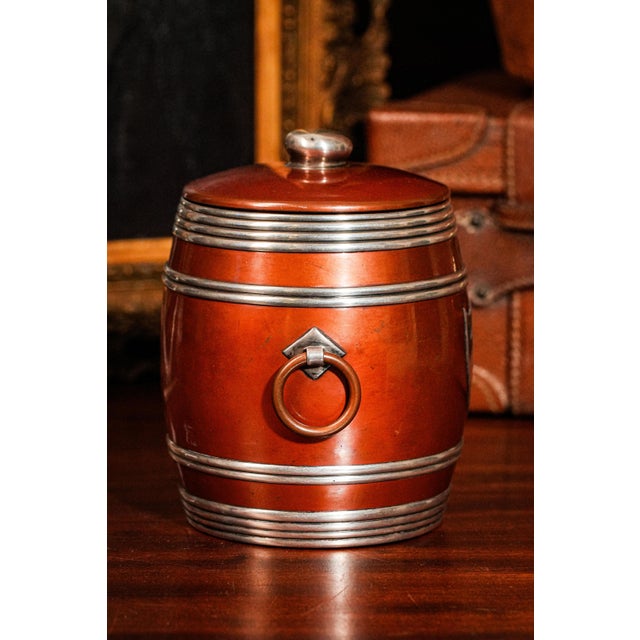 Stunning Arts and Crafts Mixed Metal Sterling Silver Copper Antique Humidor Jar Canister Storage Tobacciana For Sale - Image 9 of 11