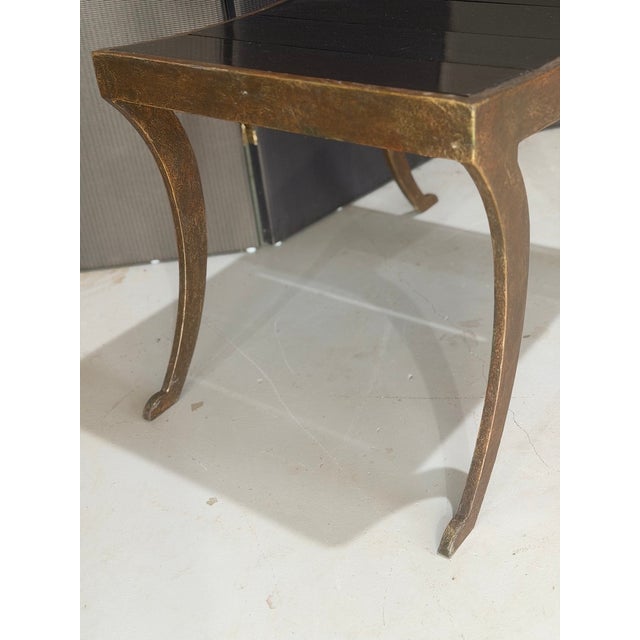 Bronze Cast Bronze Sabre Leg Bench W. Wood Seat For Sale - Image 8 of 8