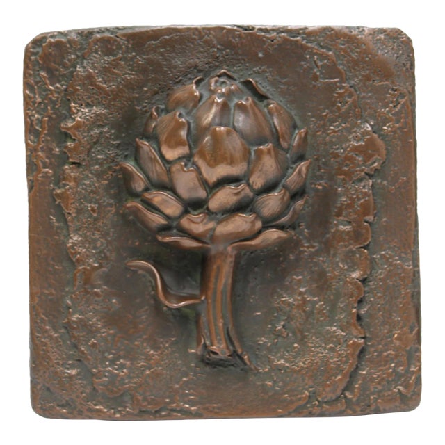 Vintage Rustic Ceramic Artichoke Art Tile For Sale