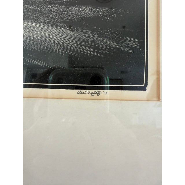 American Asa Cheffetz Signed “In Retrospect” 1930 Original American Wood Engraving For Sale - Image 3 of 5