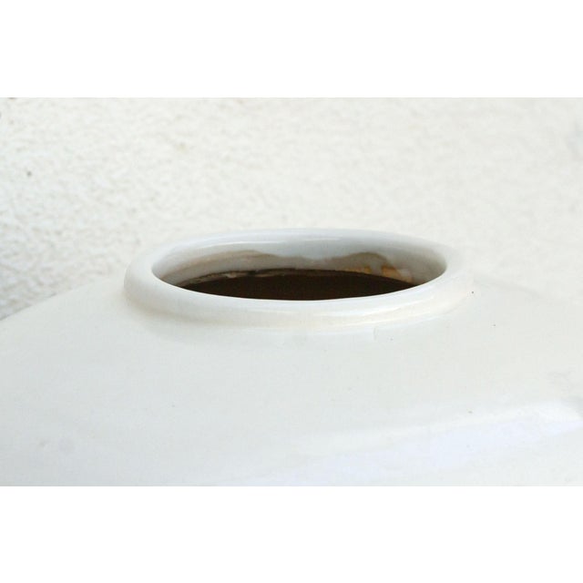 Asian Serene Oriental Large Porcelain White Vessel For Sale - Image 3 of 8