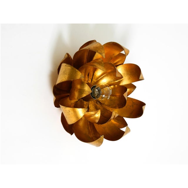Vintage Gold-Plated Floral Wall Lamp, 1970s For Sale - Image 16 of 16