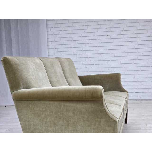 Danish 3-Seater Sofa in Light Green Velour, 1960s For Sale - Image 12 of 18