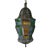 Large Vintage Moroccan Moorish Lantern Pendant Light With Multi-Color Glass and Hand Cut Metal For Sale