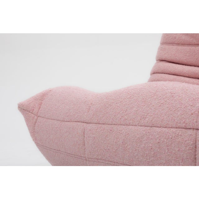 Authentic Ligne Roset Togo 3-Seater in Soft Flamingo Bouclé - Restored & Sourced in Europe For Sale In New York - Image 6 of 18