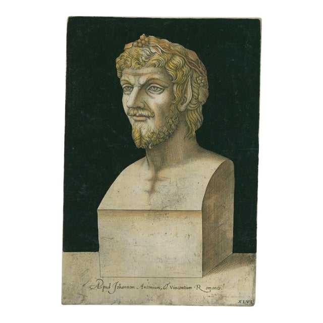 Classical Laurel-Crowned Bust – Lafreri Engraving, Rome, 1569 – Plate XLVI For Sale
