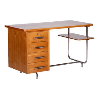 Bauhaus Oak Writing Desk attributed to Jindřich Halabala for Up Závody, 1930s For Sale