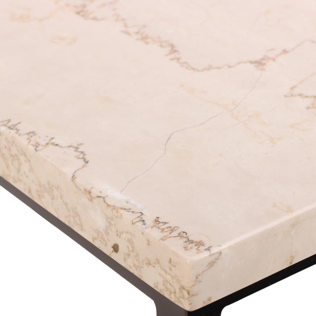 Jean-Michel Frank Pair of Iron and Italian Botticino Marble Console Tables For Sale - Image 4 of 4