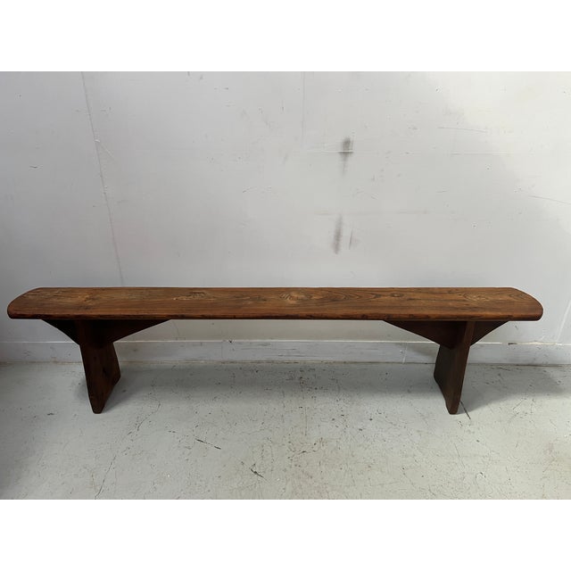 Farmhouse Table Bench in Elm For Sale - Image 9 of 12
