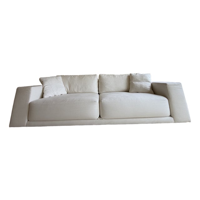 Rh Bella Sofa – Belgium Linen Basket Weave | White For Sale