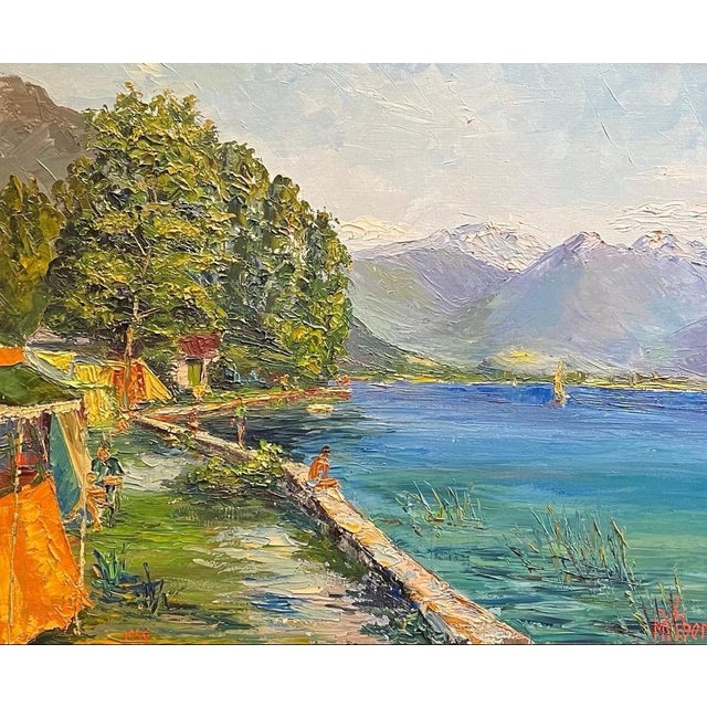 M. Vibert, By the Lake, Oil on Canvas, 1959 For Sale - Image 16 of 16