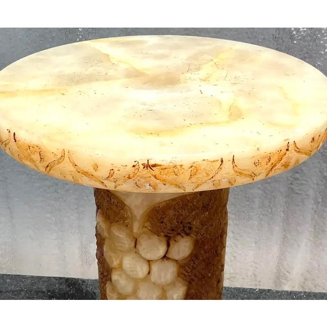 Gemstone Vintage Italian Carved Alabaster Pedestals - A Pair For Sale - Image 7 of 10