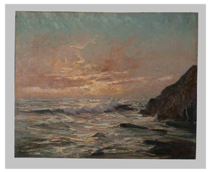 Gino Pira, Sea and Rocks, Oil on Canvas, 1937